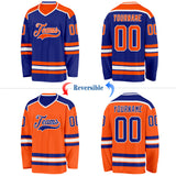Custom Royal Orange-White Reversible Double Side Hockey Jersey