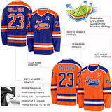 Custom Royal Orange-White Reversible Double Side Hockey Jersey