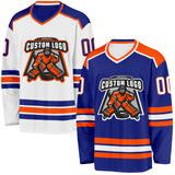 Custom Royal White-Orange Reversible Double Side Hockey Jersey