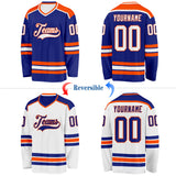 Custom Royal White-Orange Reversible Double Side Hockey Jersey