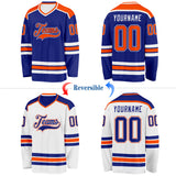 Custom Royal Orange-White Reversible Double Side Hockey Jersey