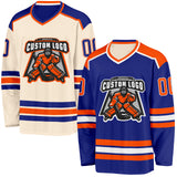 Custom Royal Cream Reversible Double Side Hockey Jersey