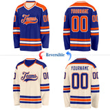 Custom Royal Cream Reversible Double Side Hockey Jersey