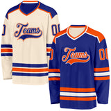 Custom Royal Cream Reversible Double Side Hockey Jersey