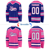 Custom Royal White-Pink Reversible Double Side Hockey Jersey