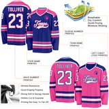 Custom Royal White-Pink Reversible Double Side Hockey Jersey