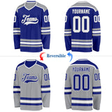 Custom Royal White-Gray Reversible Double Side Hockey Jersey