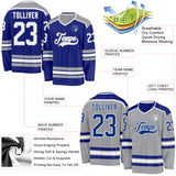 Custom Royal White-Gray Reversible Double Side Hockey Jersey