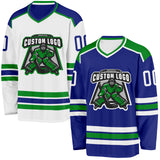 Custom Royal White-Grass Green Reversible Double Side Hockey Jersey