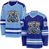 Custom Royal White-Light Blue Reversible Double Side Hockey Jersey