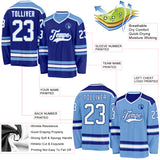 Custom Royal White-Light Blue Reversible Double Side Hockey Jersey