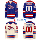 Custom Royal Cream Reversible Double Side Hockey Jersey