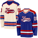 Custom Royal Cream Reversible Double Side Hockey Jersey