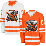 Custom Orange-White Reversible Double Side Hockey Jersey