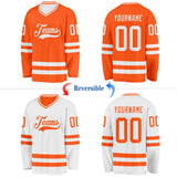 Custom Orange-White Reversible Double Side Hockey Jersey