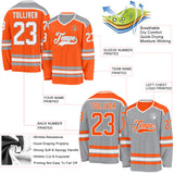 Custom Orange White-Gray Reversible Double Side Hockey Jersey