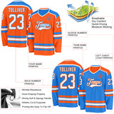 Custom Orange White-Powder Blue Reversible Double Side Hockey Jersey