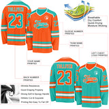 Custom Orange Aqua-White Reversible Double Side Hockey Jersey