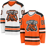 Custom Orange Black-White Reversible Double Side Hockey Jersey