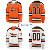 Custom Orange Black-White Reversible Double Side Hockey Jersey