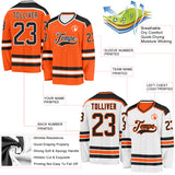 Custom Orange Black-White Reversible Double Side Hockey Jersey