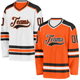 Custom Orange Black-White Reversible Double Side Hockey Jersey