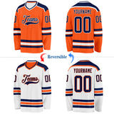 Custom Orange Navy-White Reversible Double Side Hockey Jersey