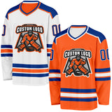 Custom Orange Royal-White Reversible Double Side Hockey Jersey