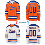 Custom Orange Royal-White Reversible Double Side Hockey Jersey