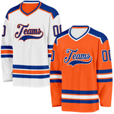 Custom Orange Royal-White Reversible Double Side Hockey Jersey
