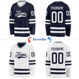 Custom Navy-White Reversible Double Side Hockey Jersey