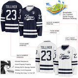 Custom Navy-White Reversible Double Side Hockey Jersey