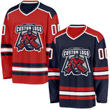 Custom Navy White-Red Reversible Double Side Hockey Jersey
