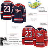 Custom Navy White-Red Reversible Double Side Hockey Jersey