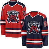 Custom Navy Red-White Reversible Double Side Hockey Jersey