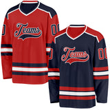 Custom Navy Red-White Reversible Double Side Hockey Jersey