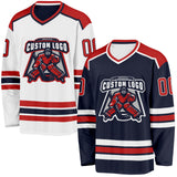 Custom Navy Red-White Reversible Double Side Hockey Jersey