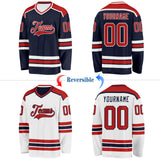 Custom Navy Red-White Reversible Double Side Hockey Jersey