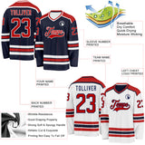 Custom Navy Red-White Reversible Double Side Hockey Jersey