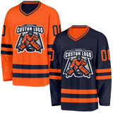 Custom Navy-Orange Reversible Double Side Hockey Jersey