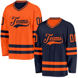 Custom Navy-Orange Reversible Double Side Hockey Jersey