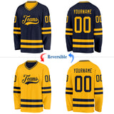 Custom Navy-Gold Reversible Double Side Hockey Jersey