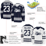Custom Navy White-Gray Reversible Double Side Hockey Jersey