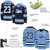 Custom Navy White-Light Blue Reversible Double Side Hockey Jersey
