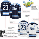 Custom Navy White-Light Blue Reversible Double Side Hockey Jersey