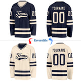 Custom Navy-Cream Reversible Double Side Hockey Jersey