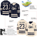 Custom Navy-Cream Reversible Double Side Hockey Jersey