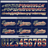 Custom Navy Vintage USA Flag Cream-Maroon Reversible Double Side Hockey Jersey