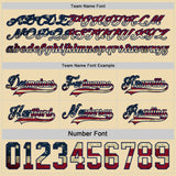 Custom Navy Vintage USA Flag Cream-Maroon Reversible Double Side Hockey Jersey