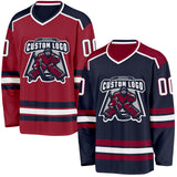 Custom Navy White-Maroon Reversible Double Side Hockey Jersey